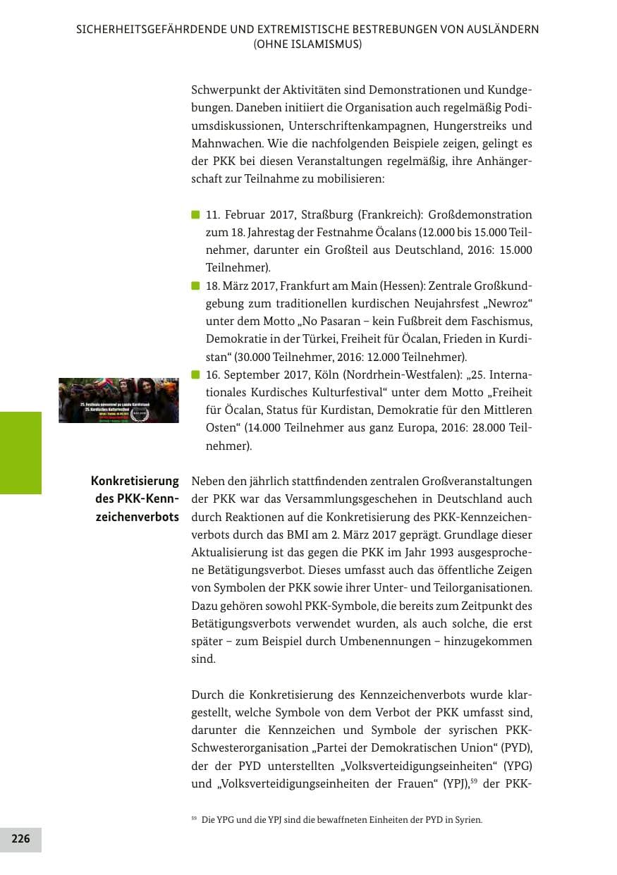Seite 225 des Verfassungsschutzbericht 2017 Bund