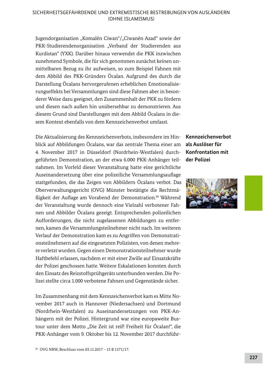 Seite 226 des Verfassungsschutzbericht 2017 Bund