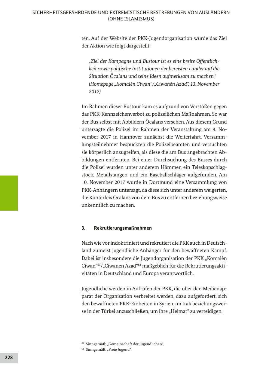 Seite 227 des Verfassungsschutzbericht 2017 Bund