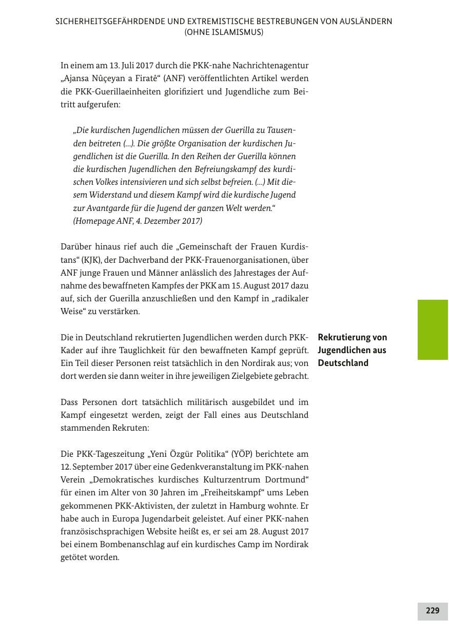 Seite 228 des Verfassungsschutzbericht 2017 Bund