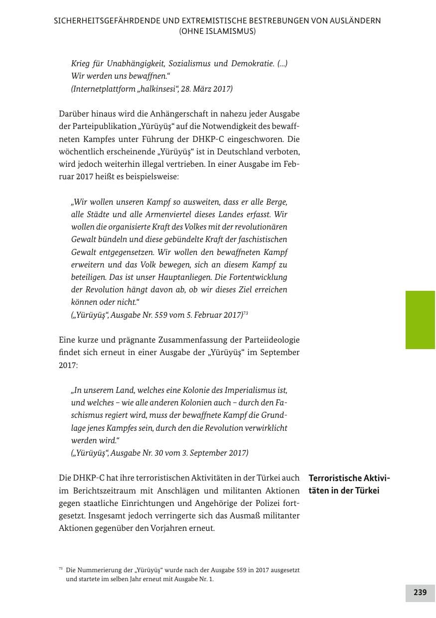 Seite 238 des Verfassungsschutzbericht 2017 Bund
