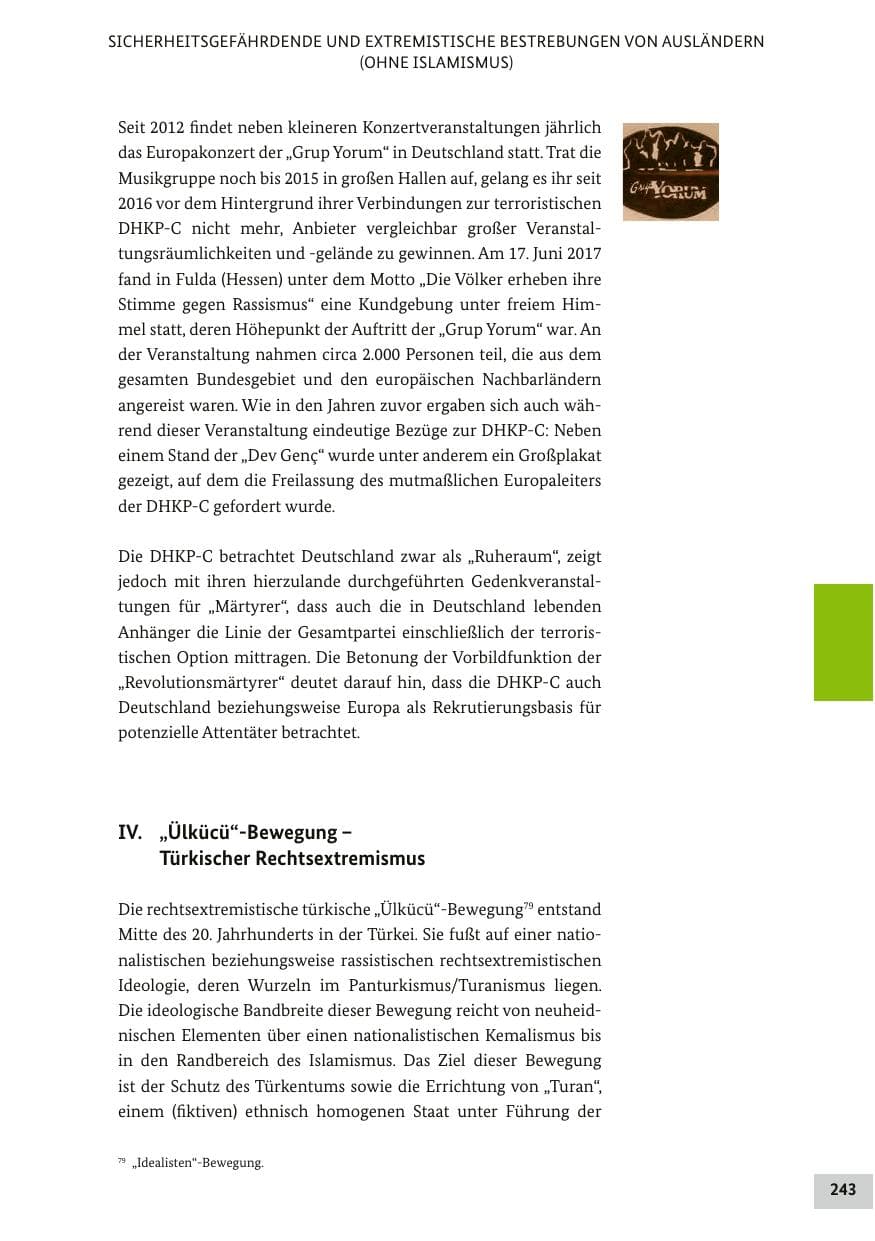 Seite 242 des Verfassungsschutzbericht 2017 Bund