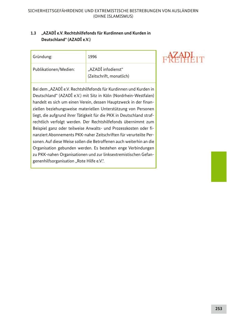 Seite 252 des Verfassungsschutzbericht 2017 Bund