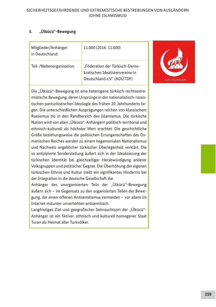 Seite 258 des Verfassungsschutzbericht 2017 Bund
