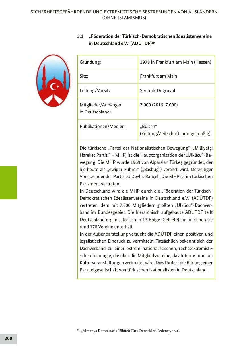 Seite 259 des Verfassungsschutzbericht 2017 Bund