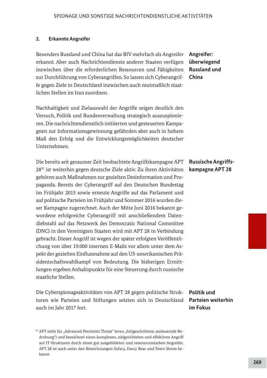 Seite 268 des Verfassungsschutzbericht 2017 Bund