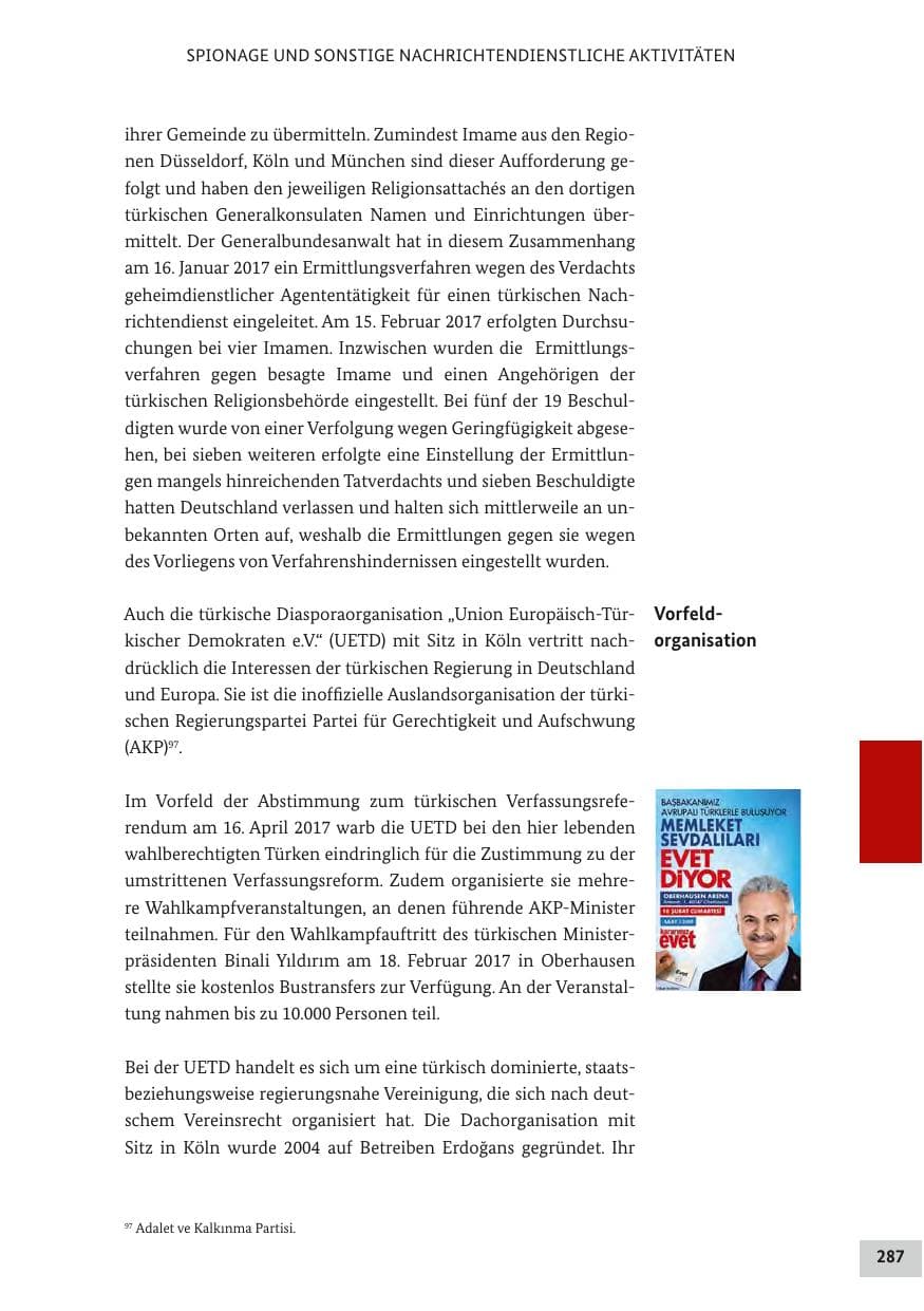 Seite 286 des Verfassungsschutzbericht 2017 Bund