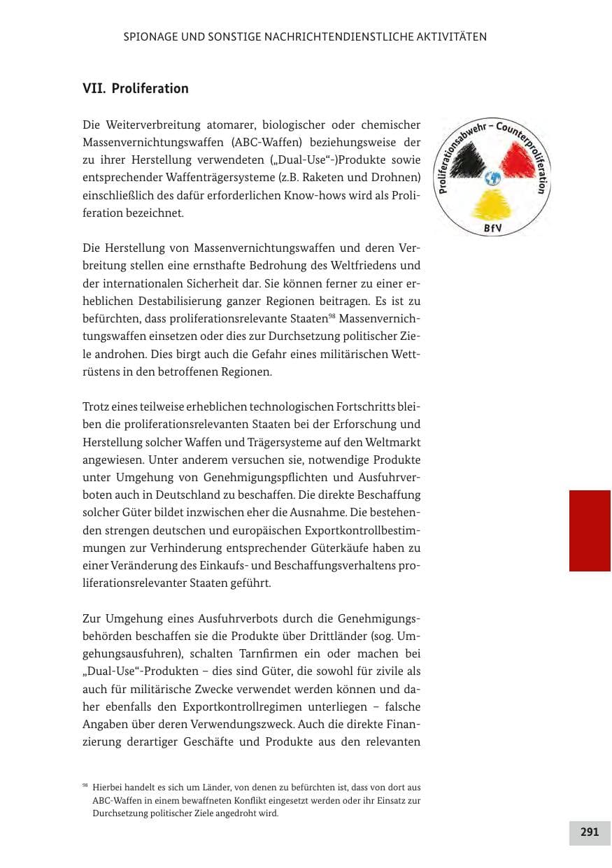 Seite 290 des Verfassungsschutzbericht 2017 Bund