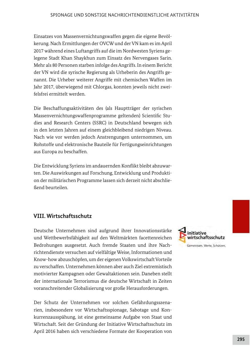 Seite 294 des Verfassungsschutzbericht 2017 Bund