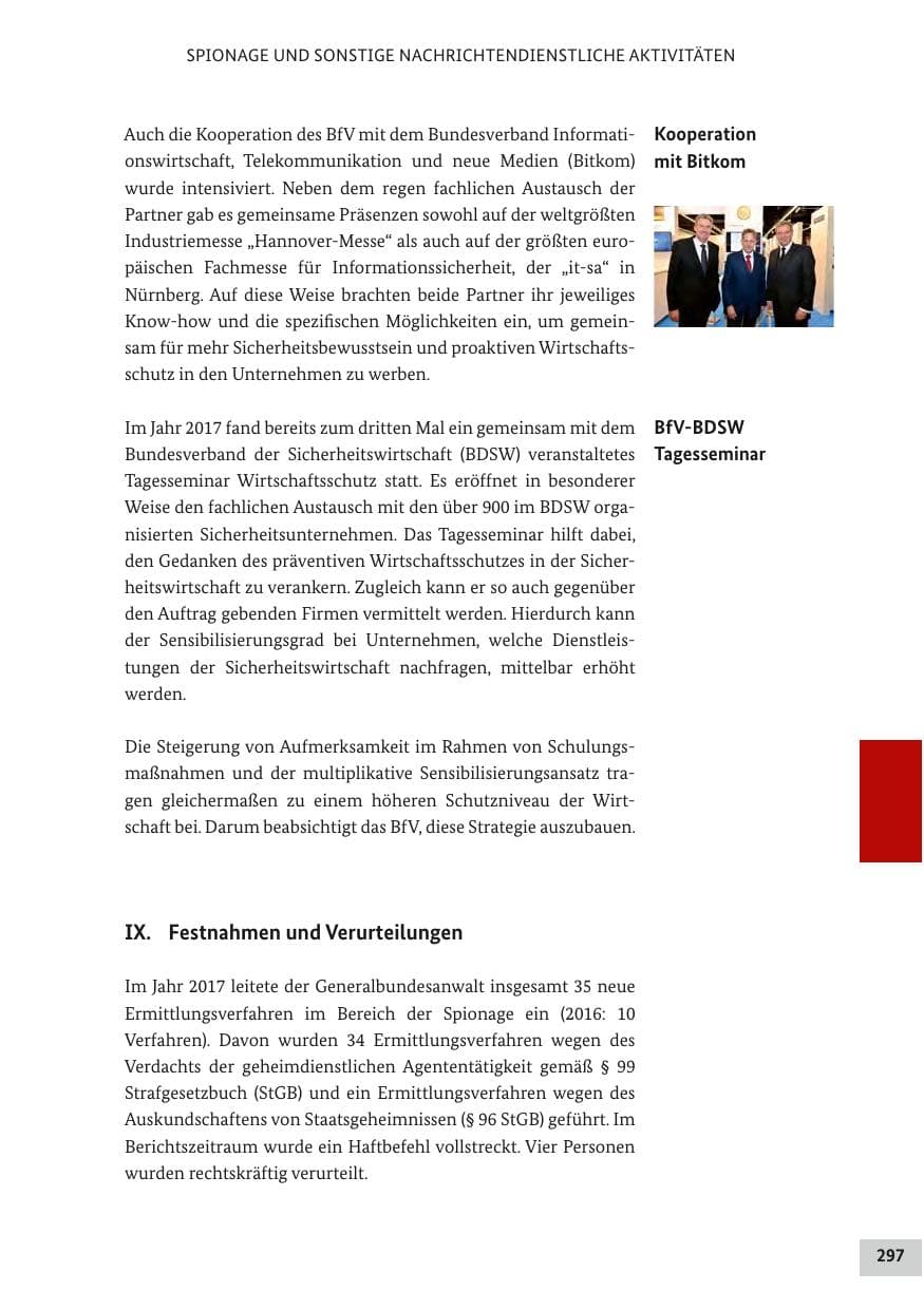 Seite 296 des Verfassungsschutzbericht 2017 Bund