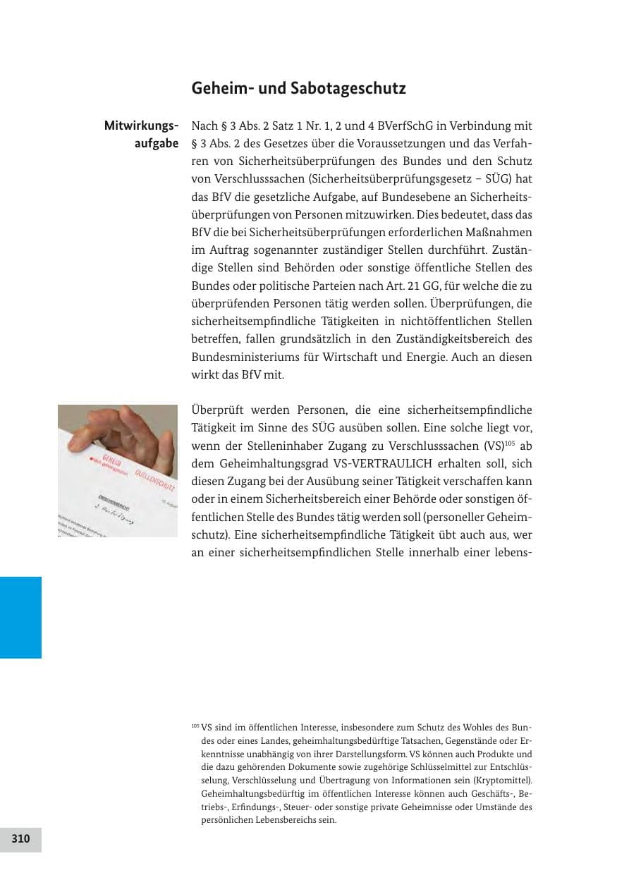 Seite 309 des Verfassungsschutzbericht 2017 Bund