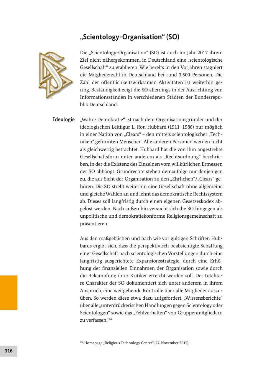 Seite 315 des Verfassungsschutzbericht 2017 Bund