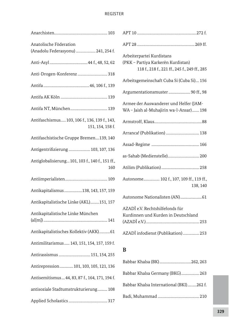 Seite 328 des Verfassungsschutzbericht 2017 Bund