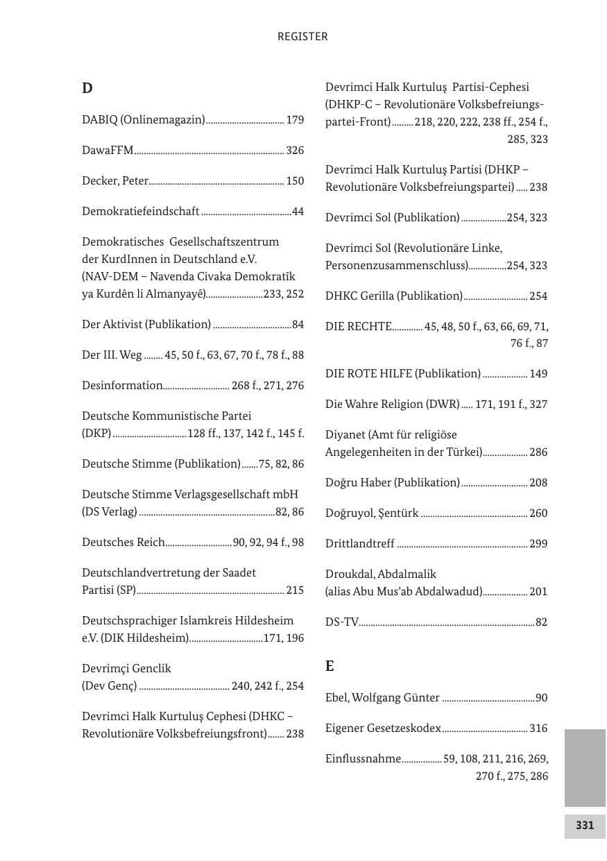 Seite 330 des Verfassungsschutzbericht 2017 Bund