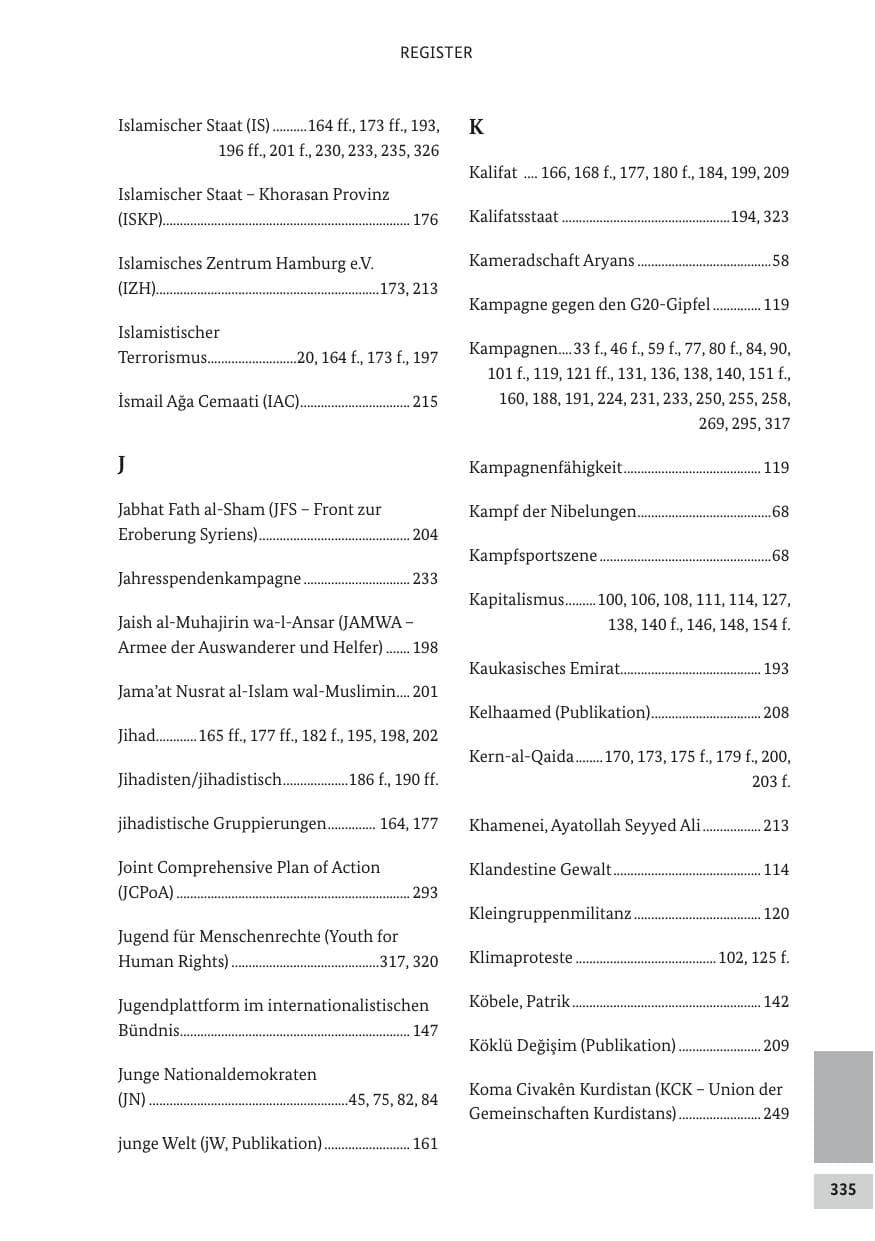 Seite 334 des Verfassungsschutzbericht 2017 Bund
