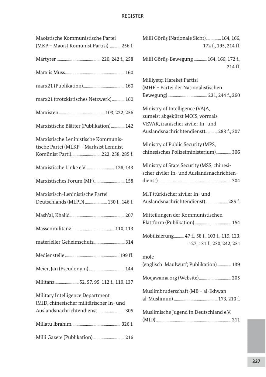 Seite 336 des Verfassungsschutzbericht 2017 Bund