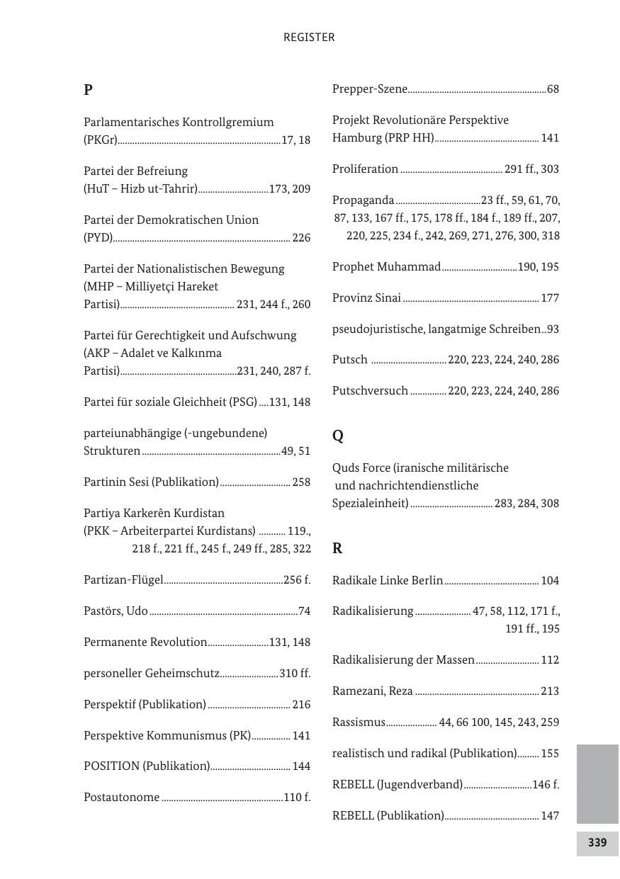 Seite 338 des Verfassungsschutzbericht 2017 Bund