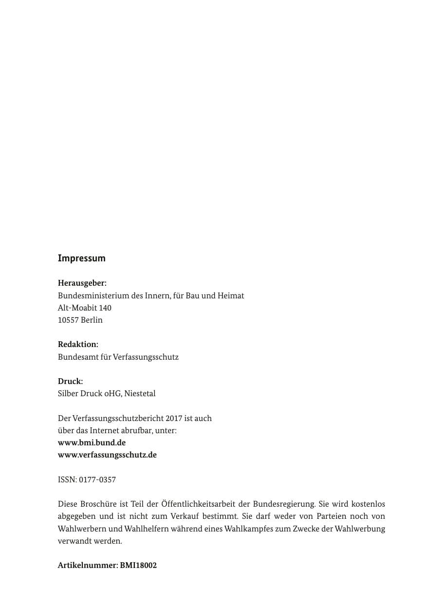 Seite 358 des Verfassungsschutzbericht 2017 Bund