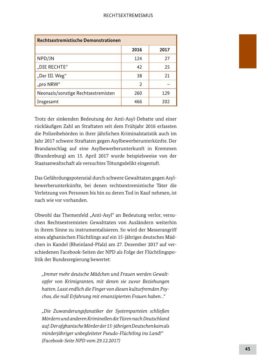 Seite 44 des Verfassungsschutzbericht 2017 Bund