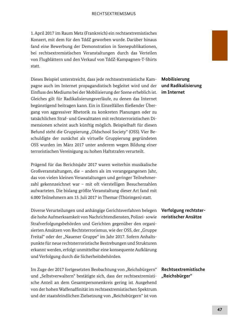 Seite 46 des Verfassungsschutzbericht 2017 Bund