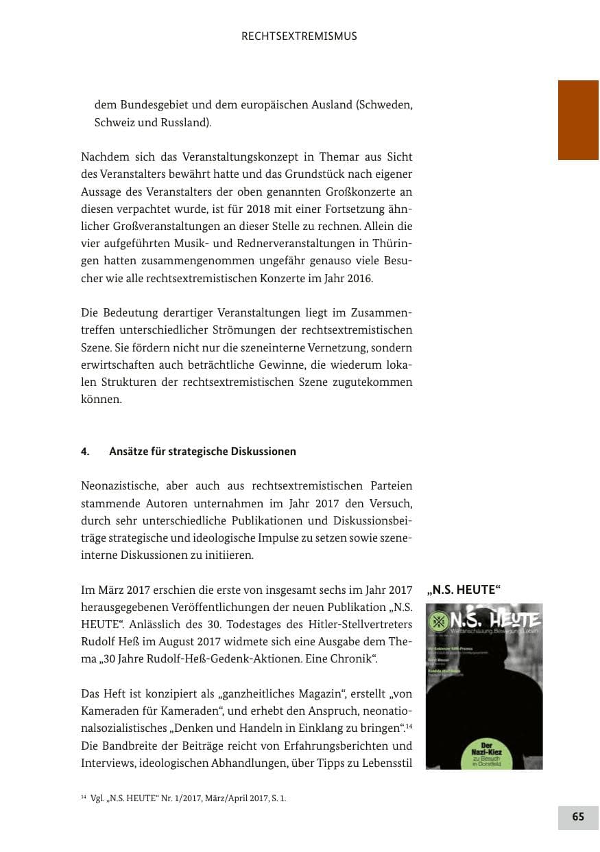Seite 64 des Verfassungsschutzbericht 2017 Bund