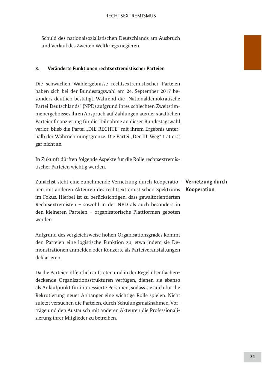 Seite 70 des Verfassungsschutzbericht 2017 Bund