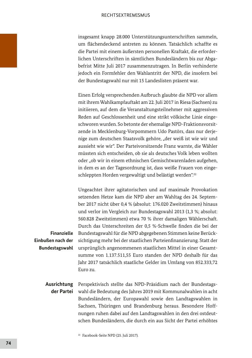 Seite 73 des Verfassungsschutzbericht 2017 Bund