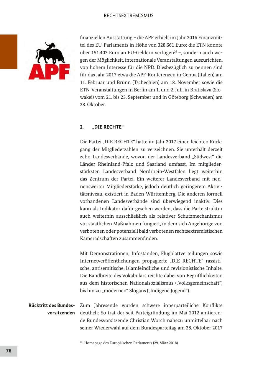 Seite 75 des Verfassungsschutzbericht 2017 Bund