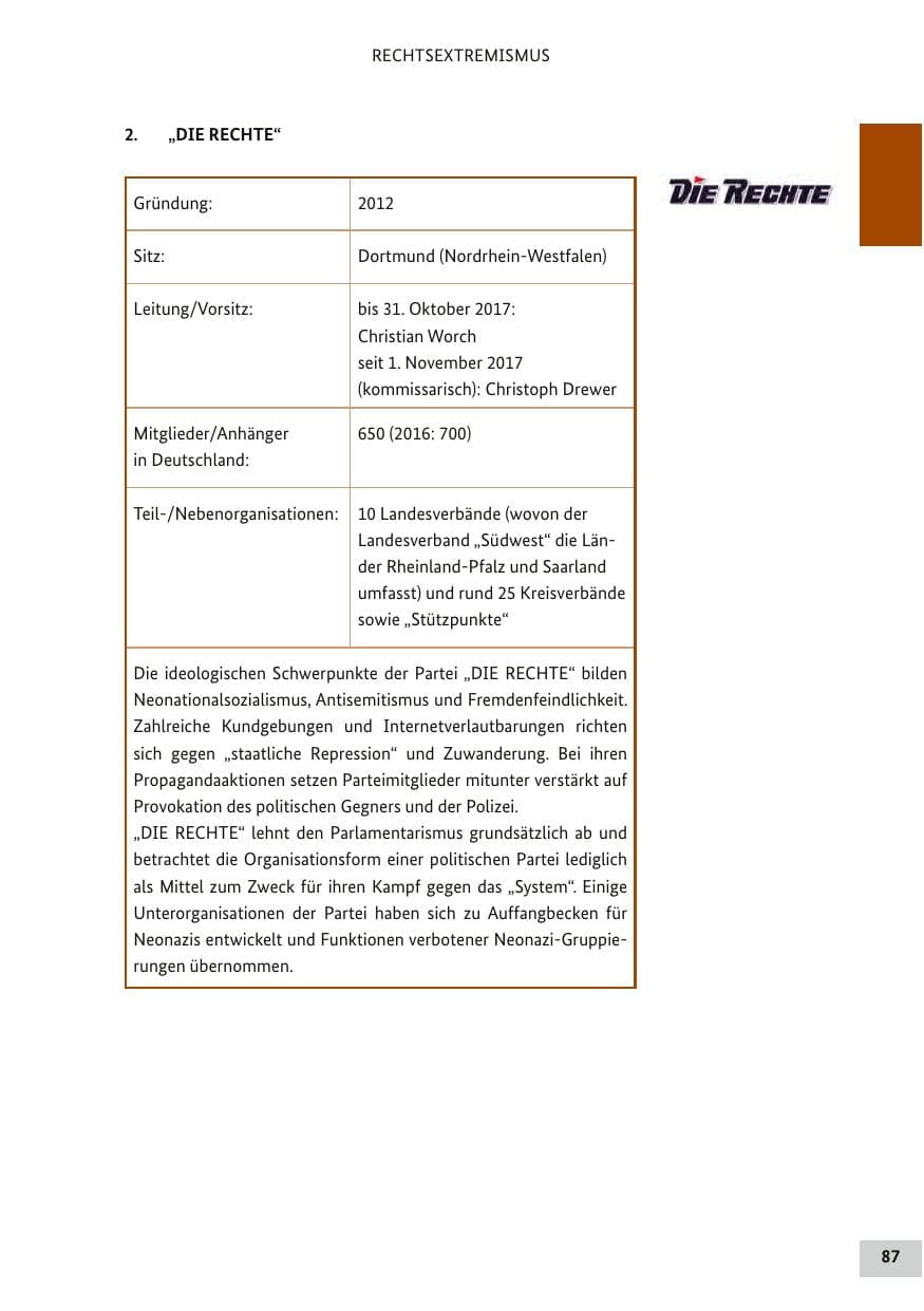 Seite 86 des Verfassungsschutzbericht 2017 Bund