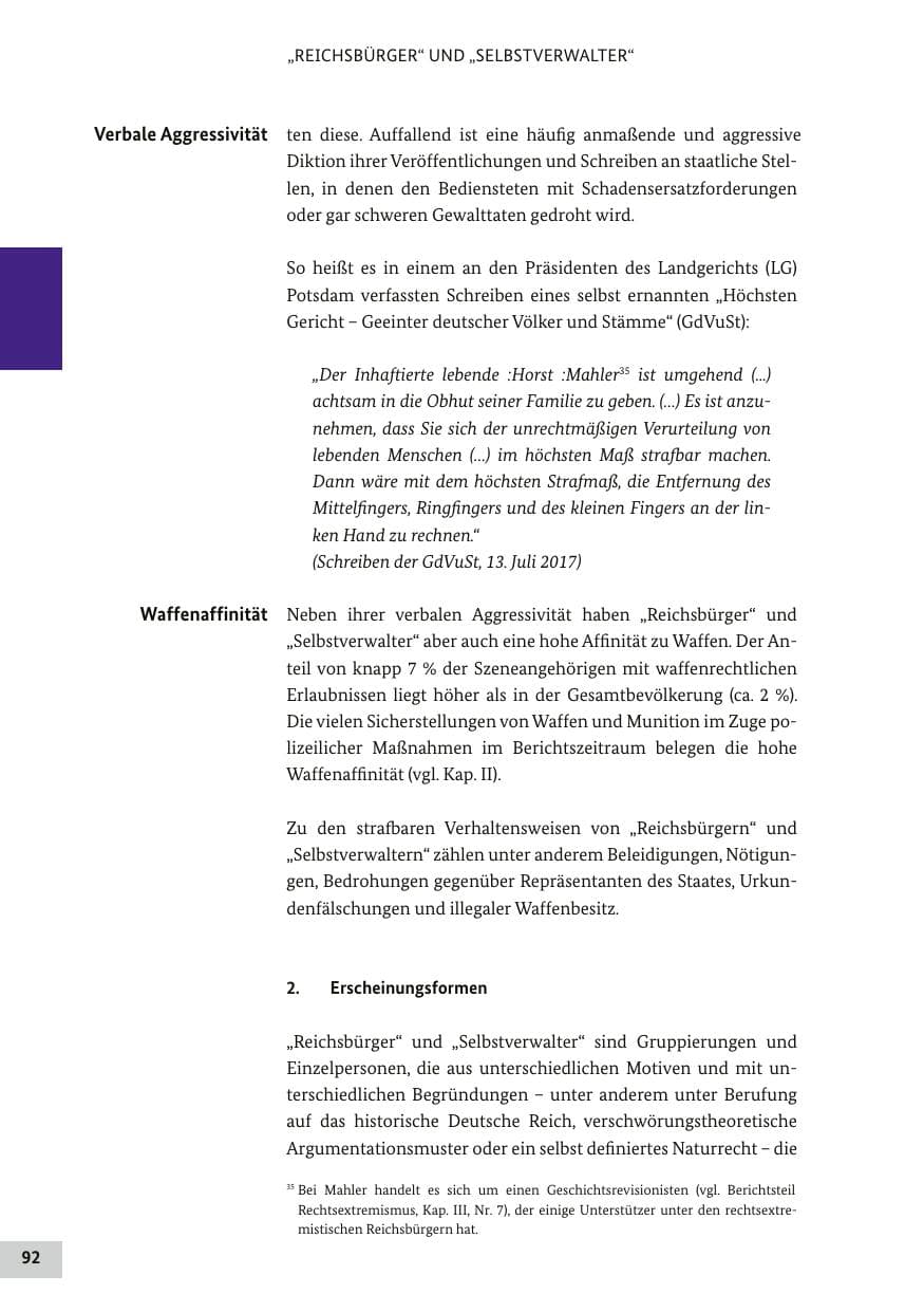 Seite 91 des Verfassungsschutzbericht 2017 Bund