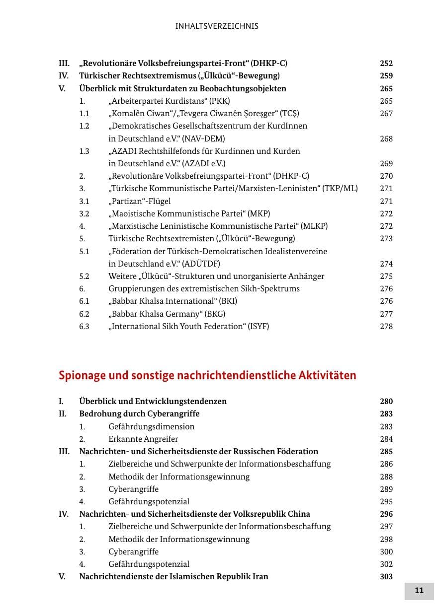 Seite 11 des Verfassungsschutzbericht 2018 Bund