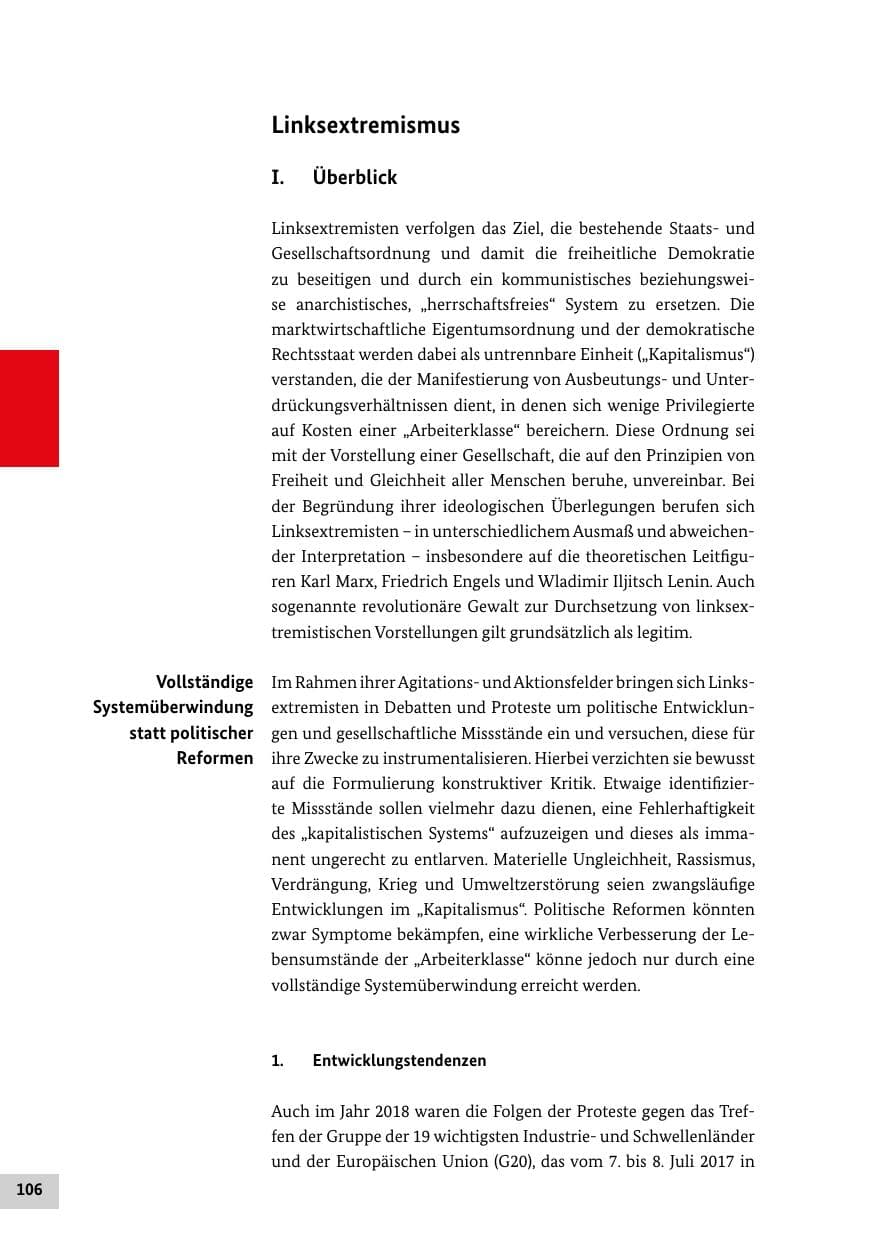 Seite 106 des Verfassungsschutzbericht 2018 Bund