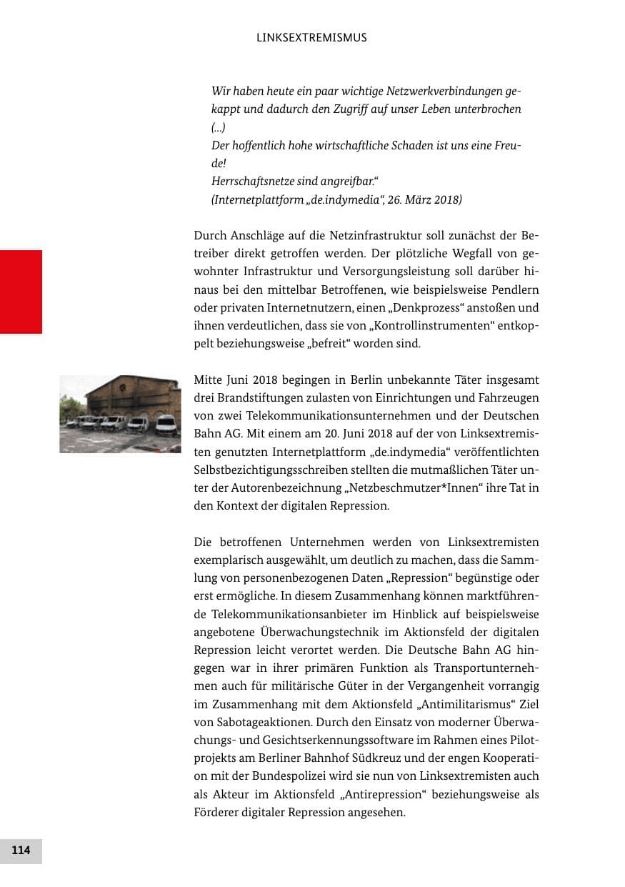 Seite 114 des Verfassungsschutzbericht 2018 Bund