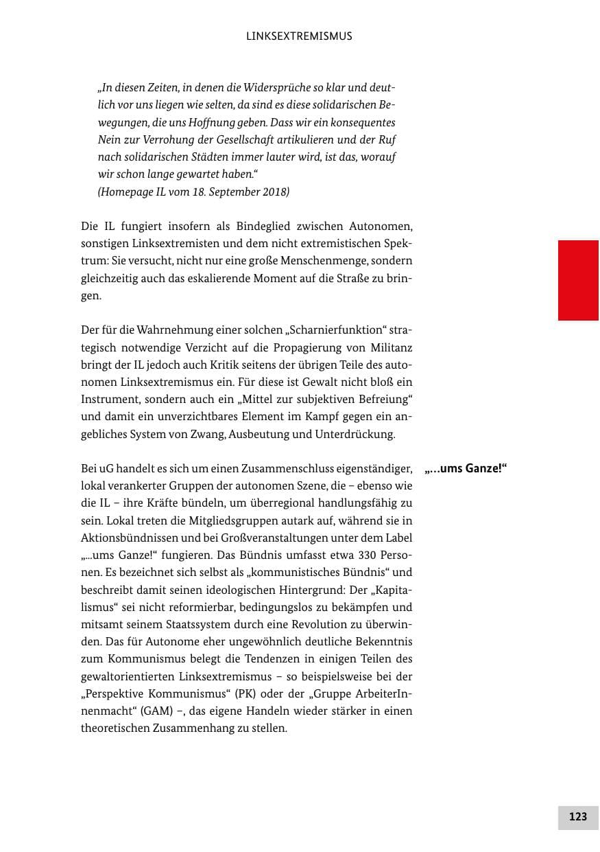 Seite 123 des Verfassungsschutzbericht 2018 Bund