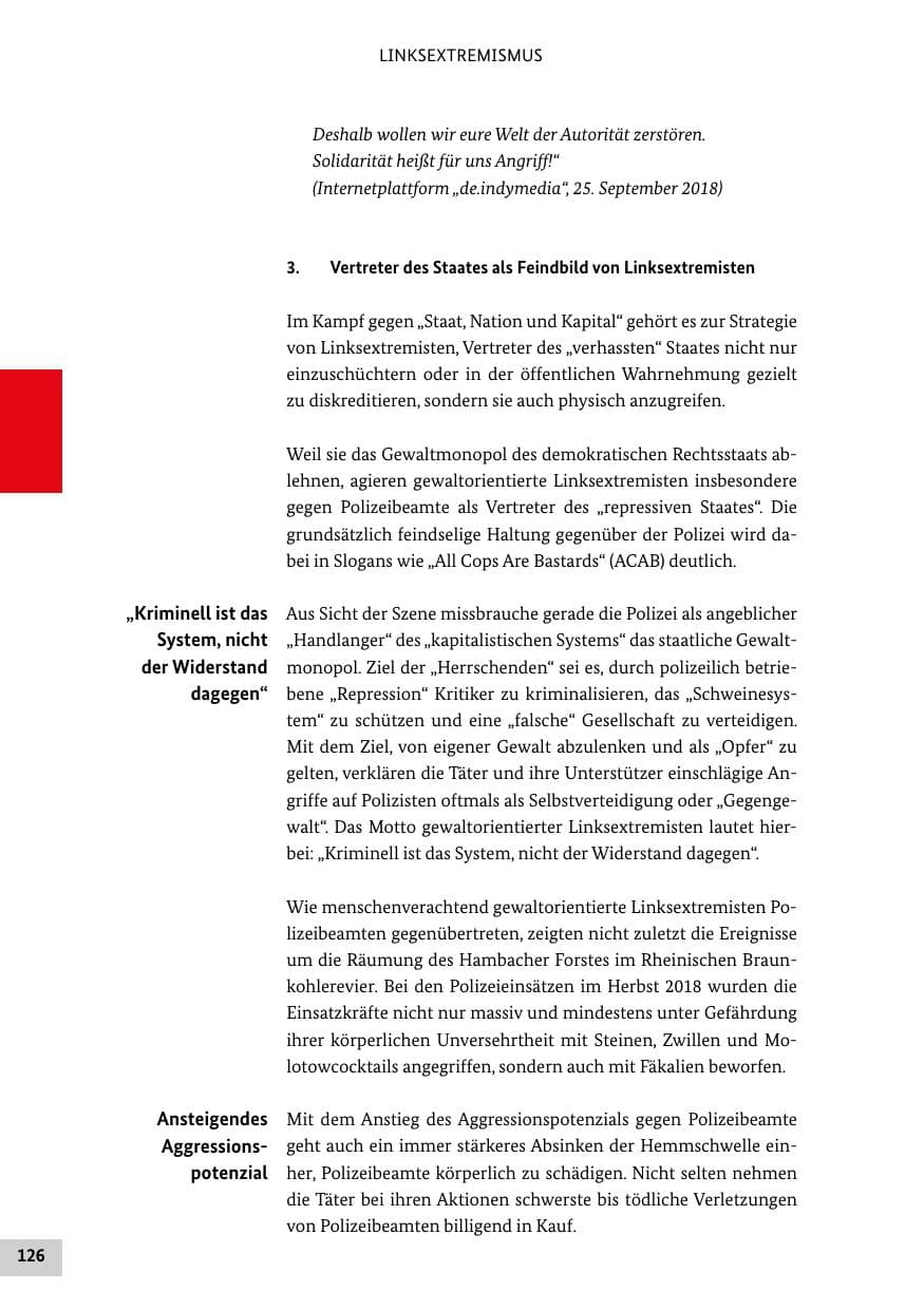 Seite 126 des Verfassungsschutzbericht 2018 Bund