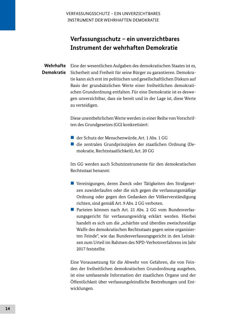 Seite 14 des Verfassungsschutzbericht 2018 Bund