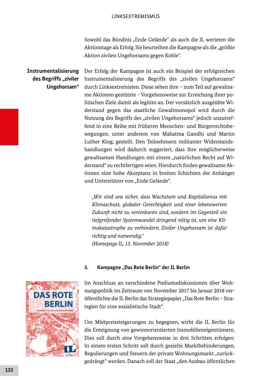 Seite 132 des Verfassungsschutzbericht 2018 Bund