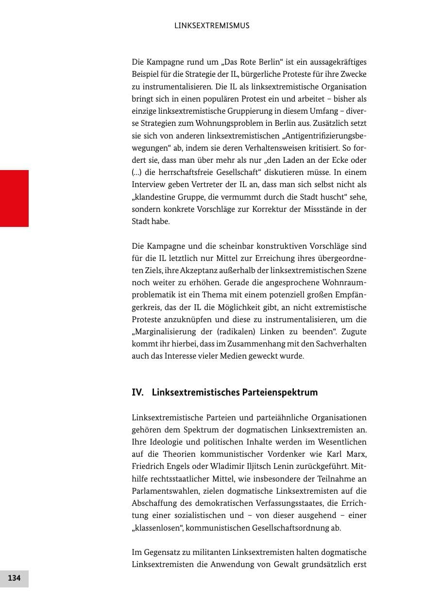 Seite 134 des Verfassungsschutzbericht 2018 Bund