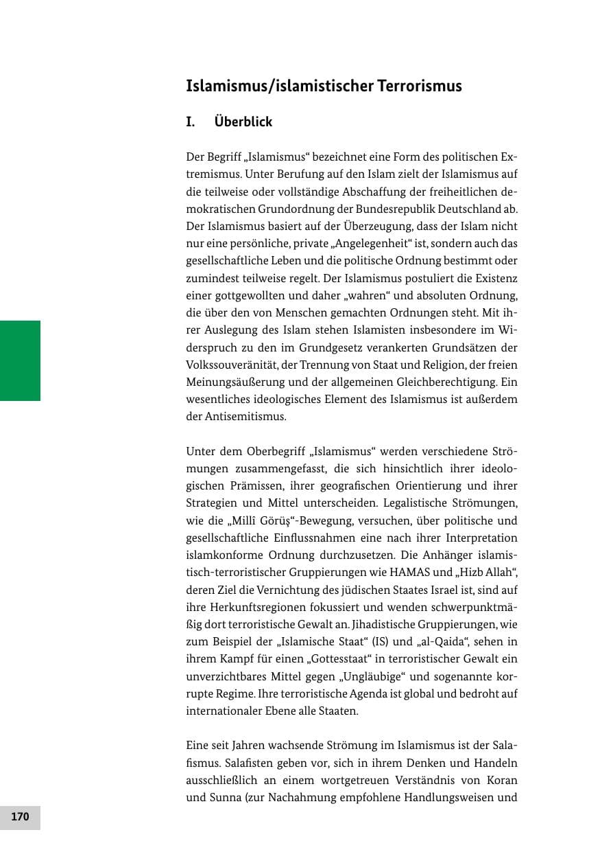 Seite 170 des Verfassungsschutzbericht 2018 Bund