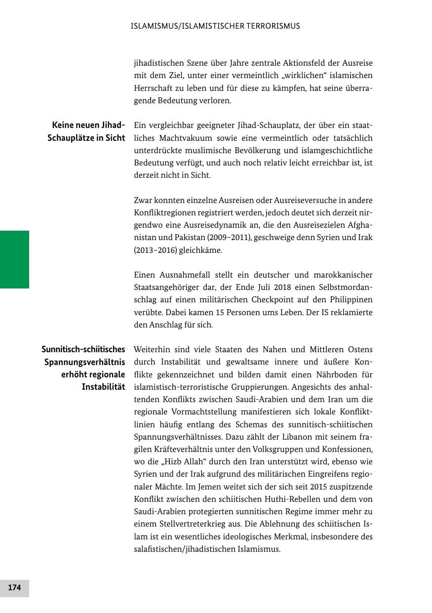 Seite 174 des Verfassungsschutzbericht 2018 Bund