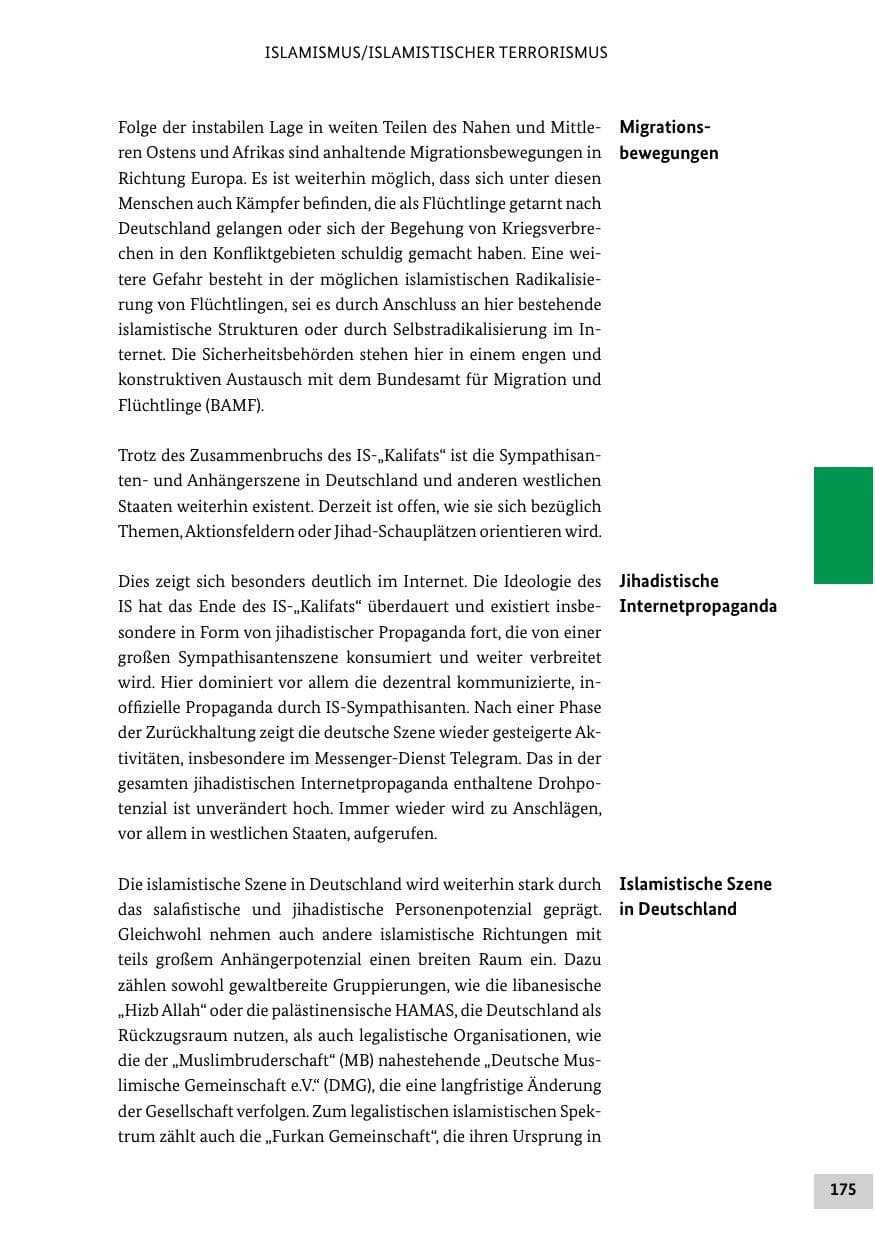 Seite 175 des Verfassungsschutzbericht 2018 Bund