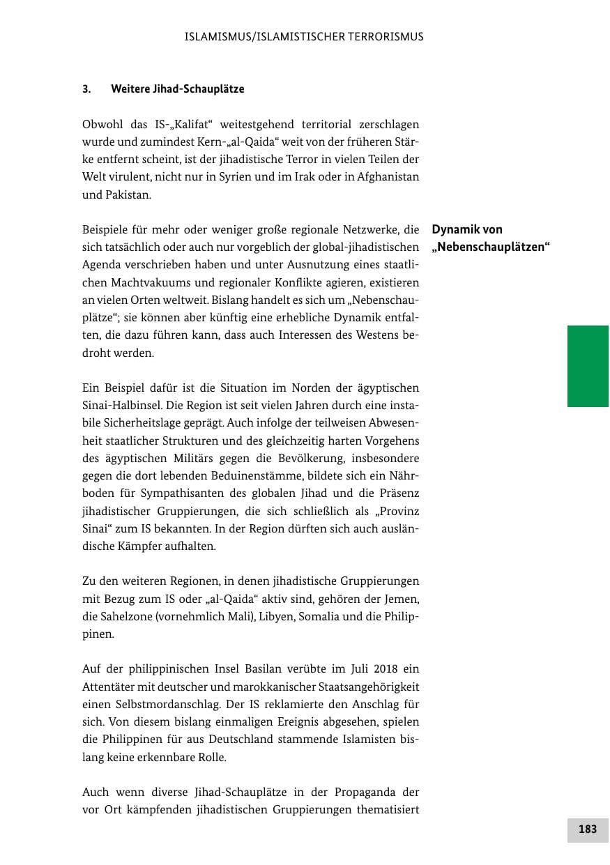 Seite 183 des Verfassungsschutzbericht 2018 Bund
