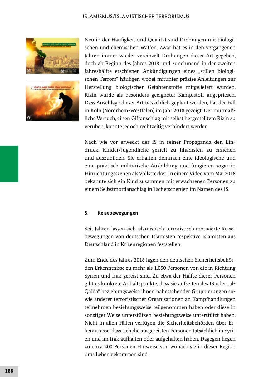 Seite 188 des Verfassungsschutzbericht 2018 Bund