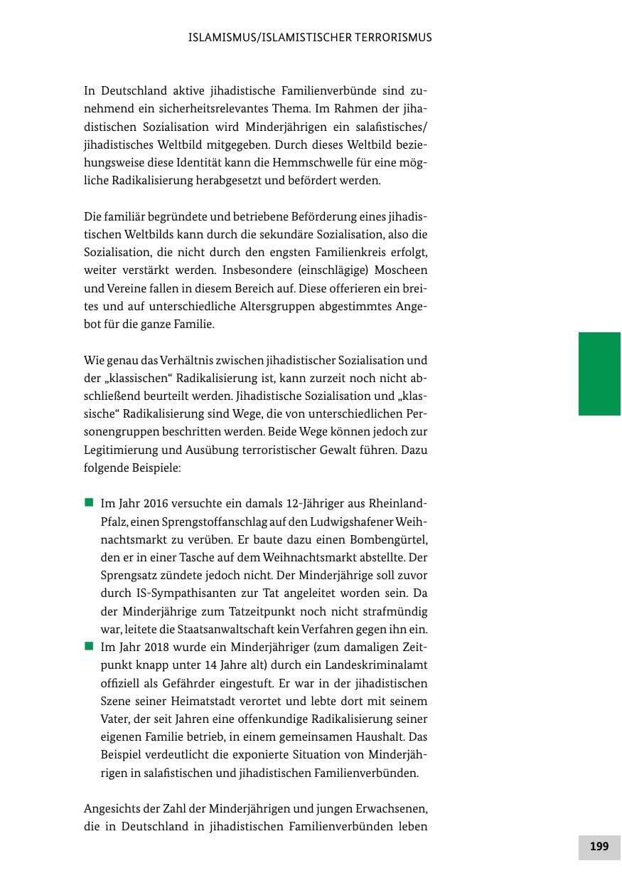 Seite 199 des Verfassungsschutzbericht 2018 Bund