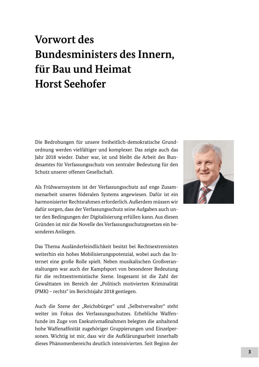 Seite 3 des Verfassungsschutzbericht 2018 Bund