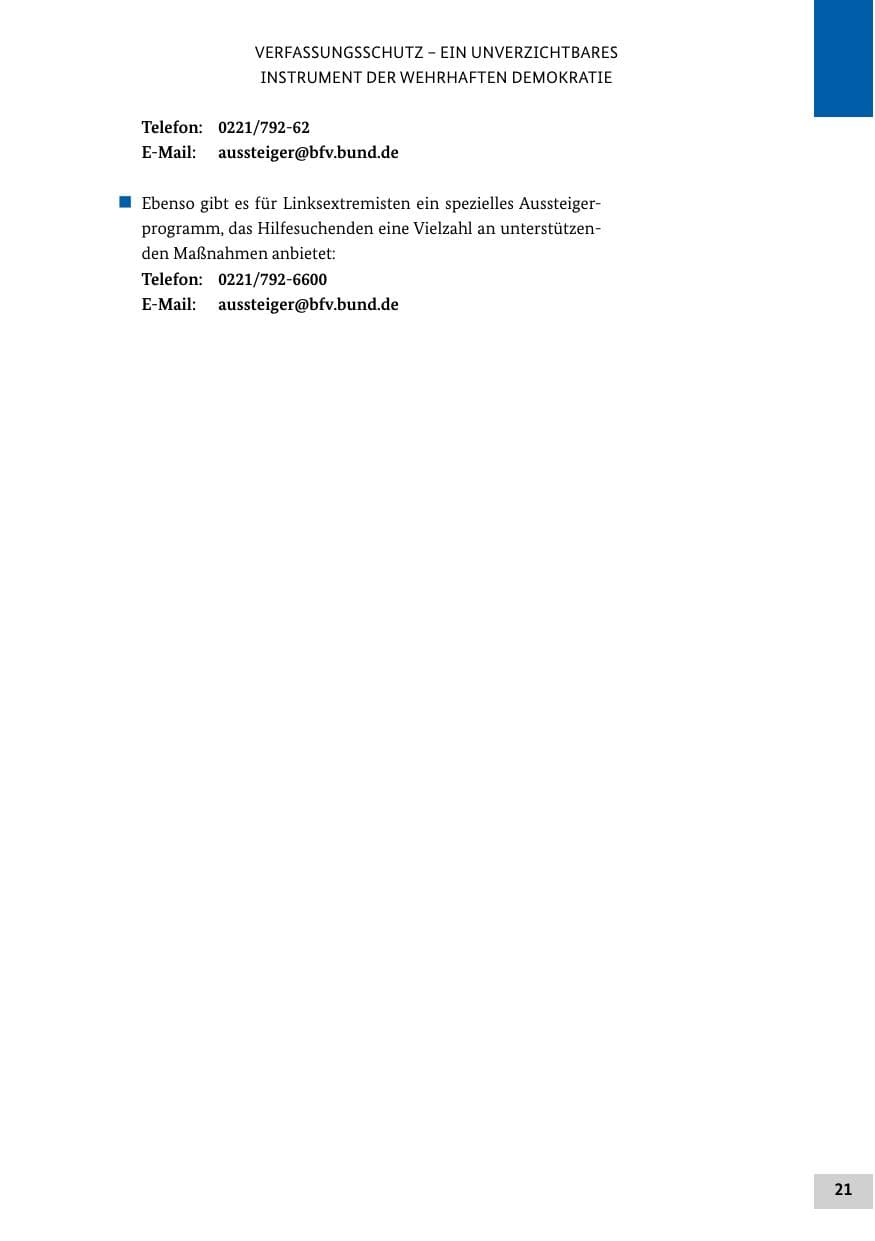 Seite 21 des Verfassungsschutzbericht 2018 Bund