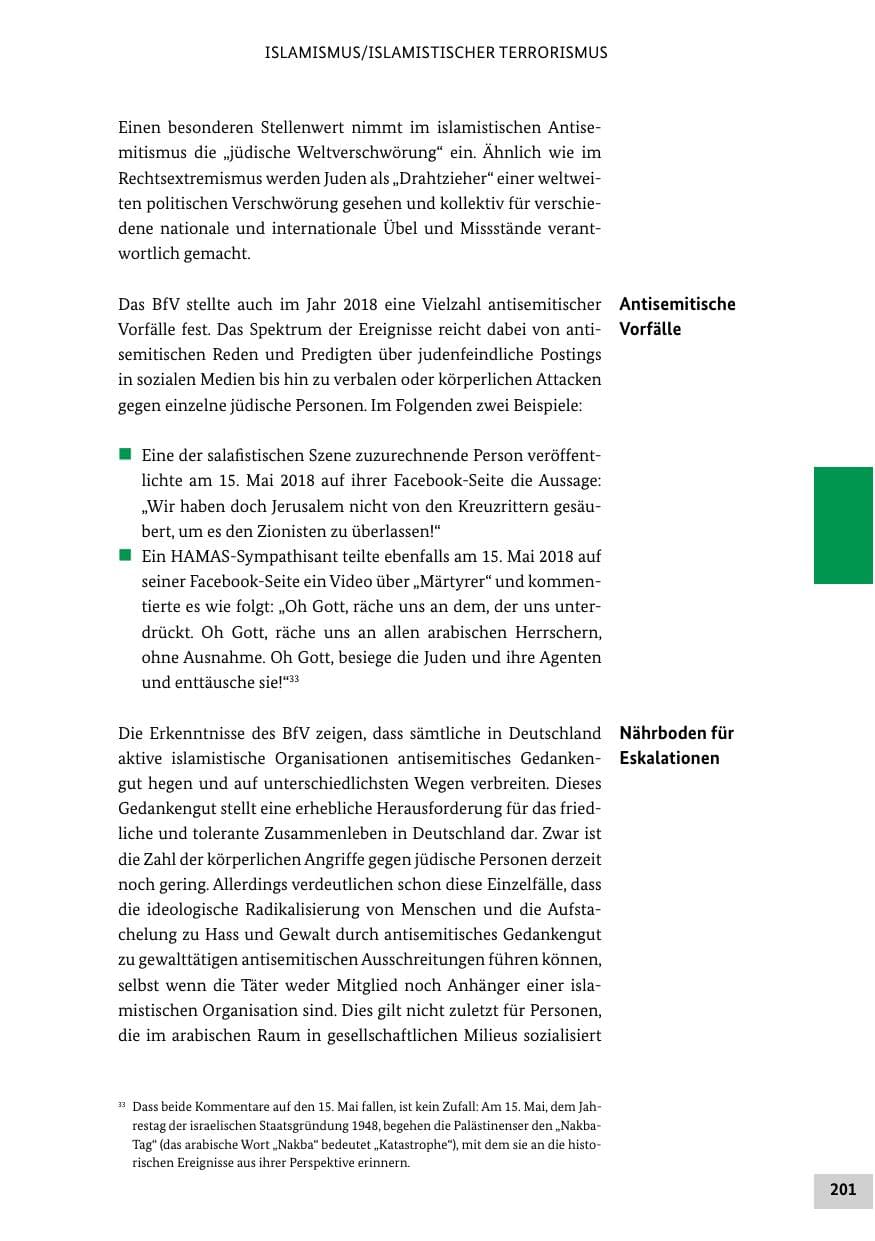 Seite 201 des Verfassungsschutzbericht 2018 Bund