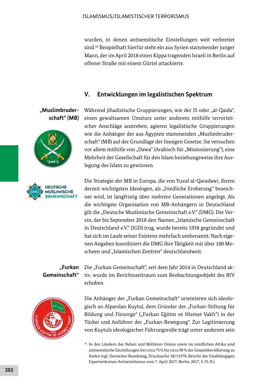 Seite 202 des Verfassungsschutzbericht 2018 Bund