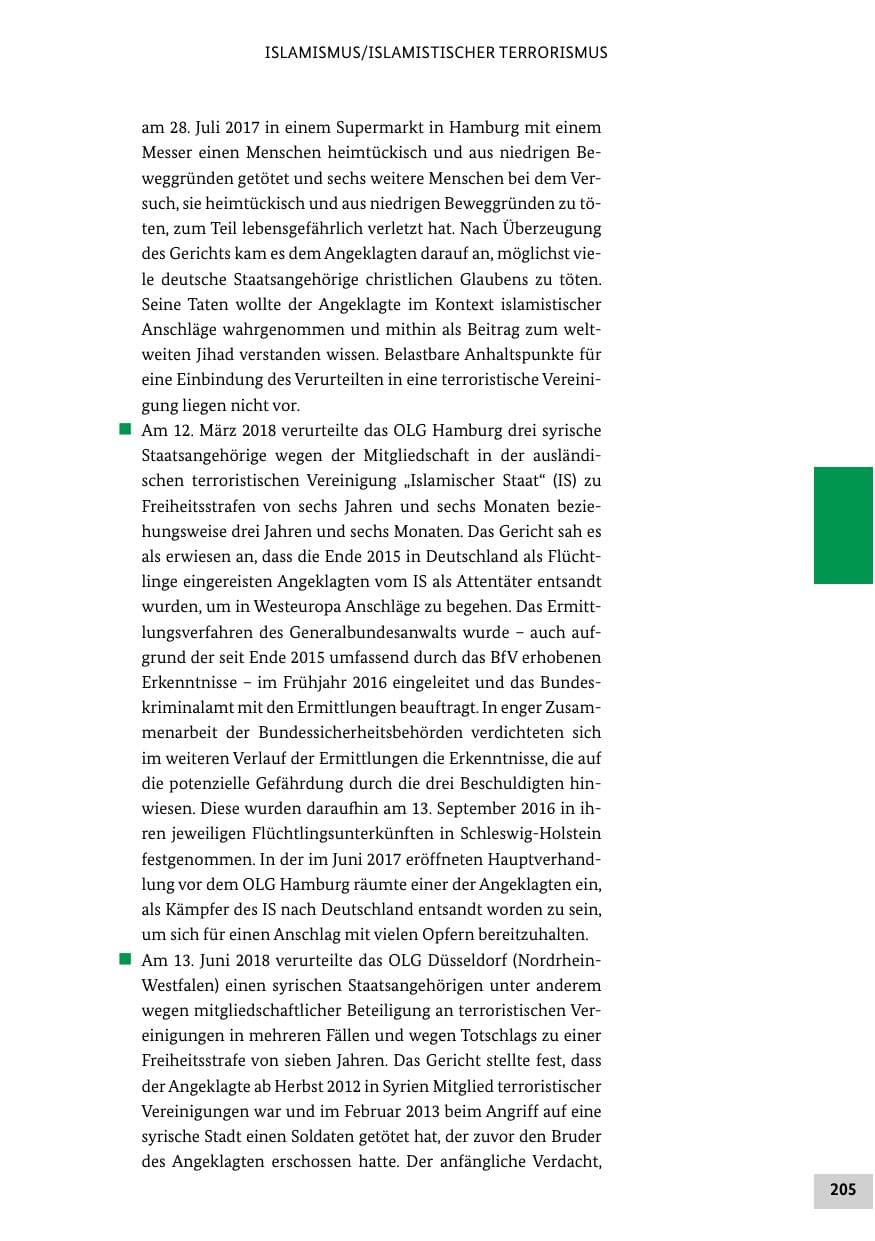 Seite 205 des Verfassungsschutzbericht 2018 Bund