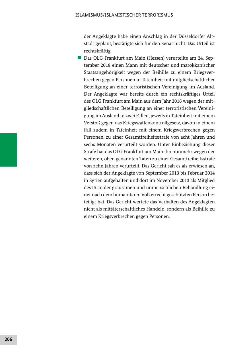 Seite 206 des Verfassungsschutzbericht 2018 Bund